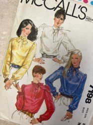 7198 MCCALLS LONG SLEEVE PULLOVER COLLAR BLOUSE PATTERN 10 UNCUT